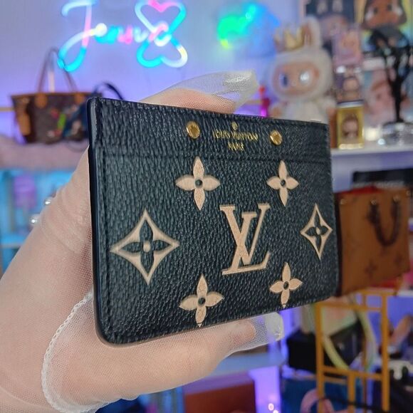 New NIB Louis Vuitton Monogram Empreinte Two-Tone Card Case Black Beige Full Set - Picture 3 of 8